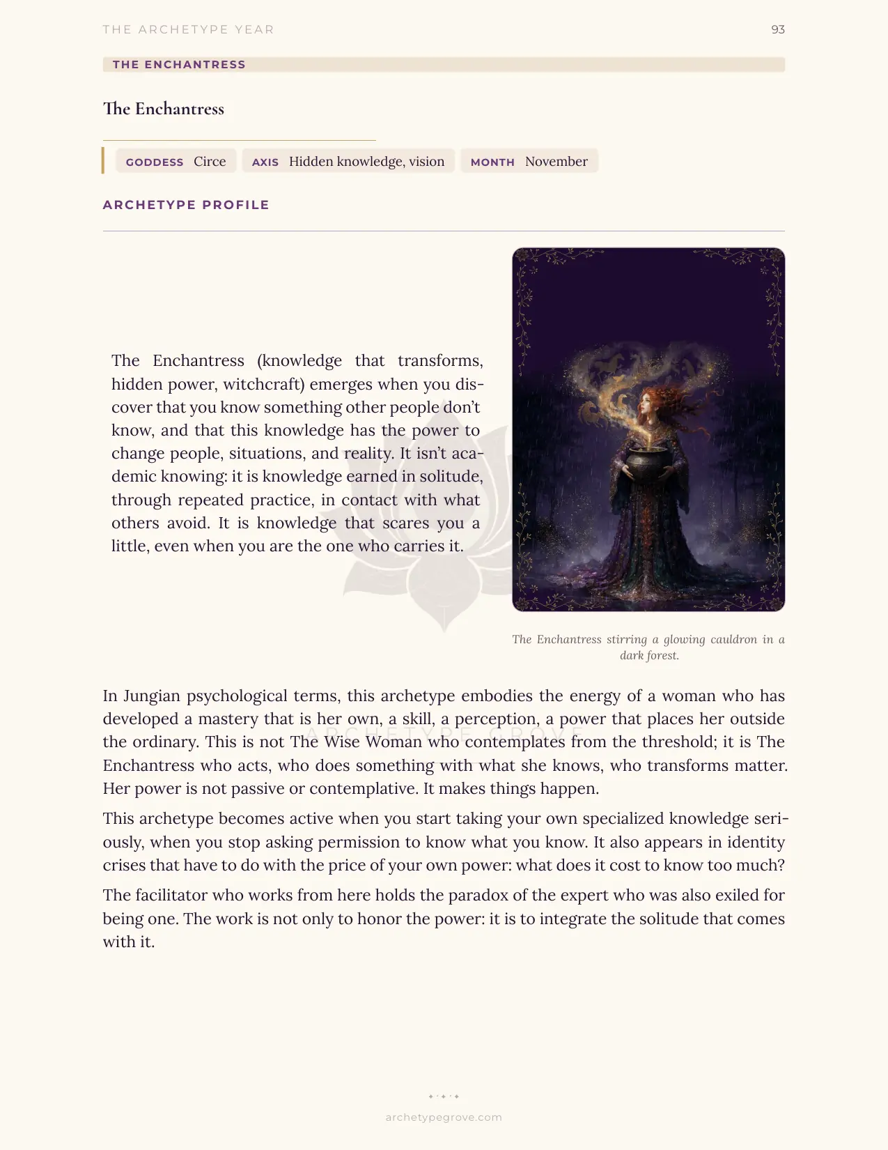 Archetype profile of The Enchantress (Circe)