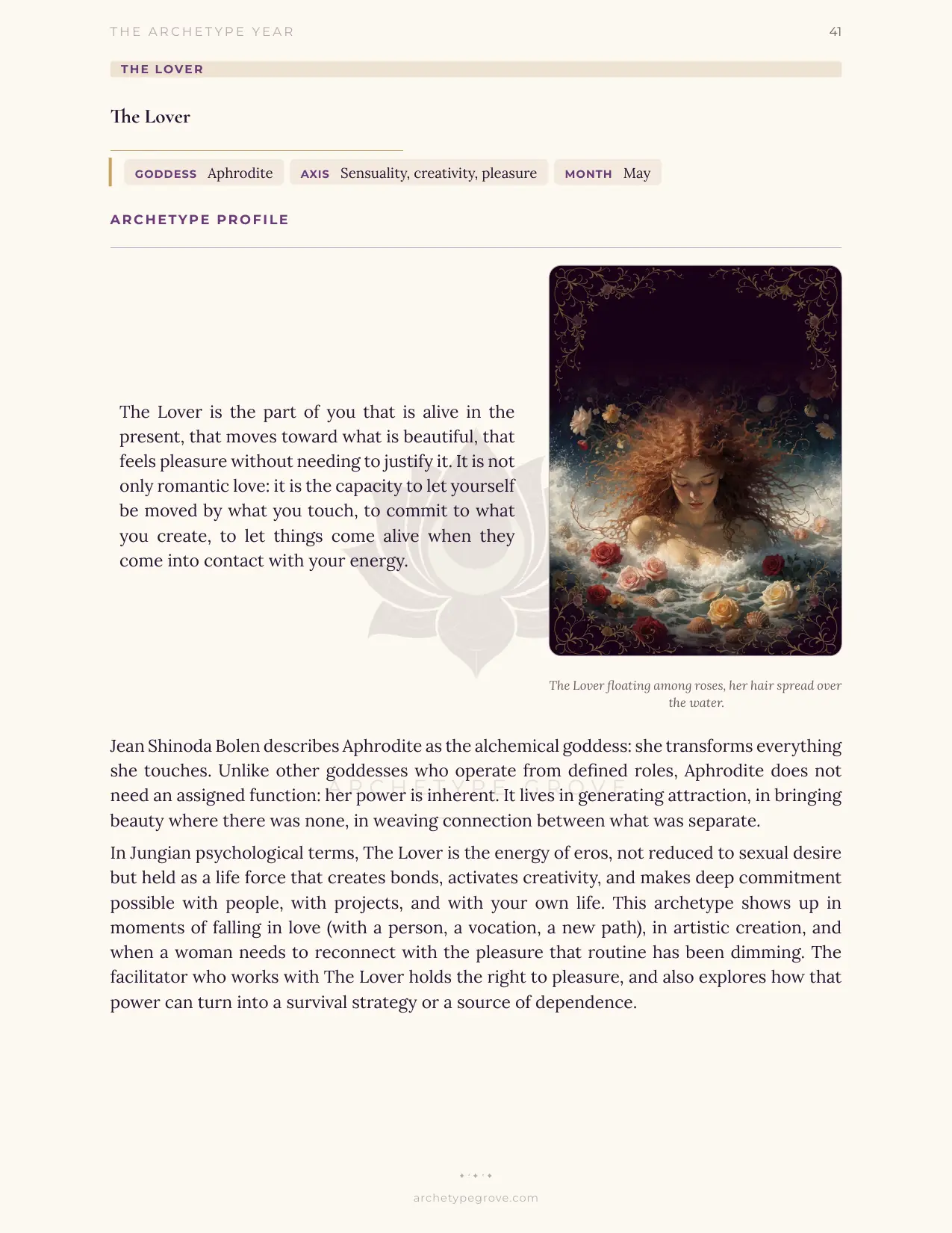Archetype profile of The Lover (Aphrodite)