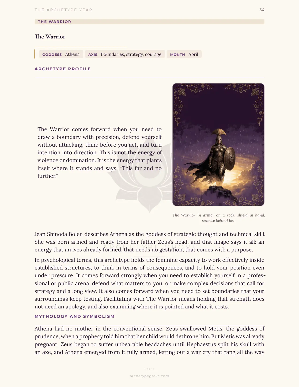Archetype profile of The Warrior (Athena)