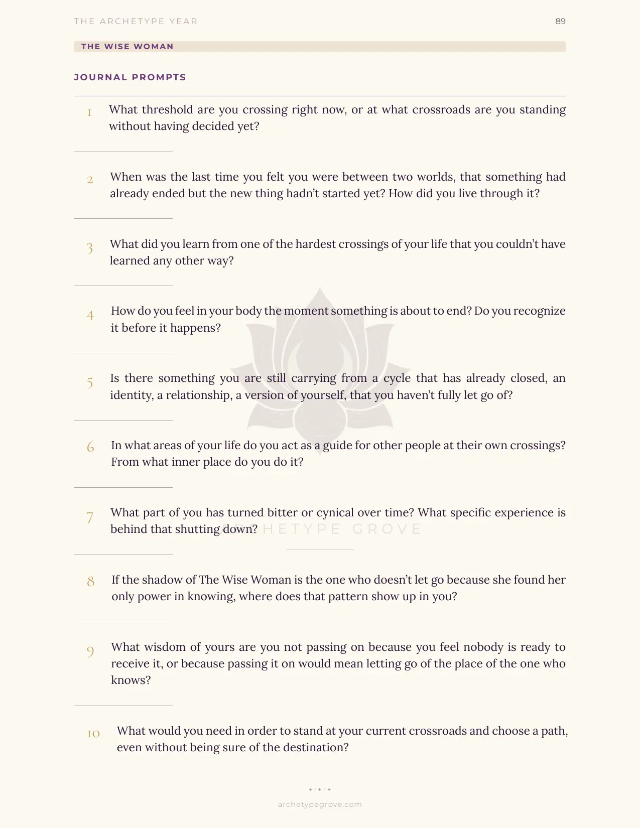 Journal prompts of The Wise Woman (Hecate)